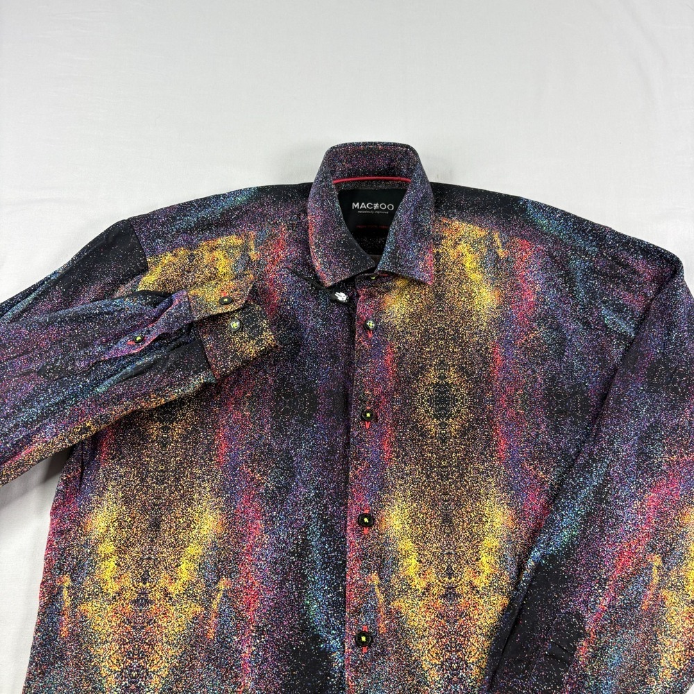 Maceoo Shirt Mens Medium Galaxy Space Print Button Up Long Sleeve